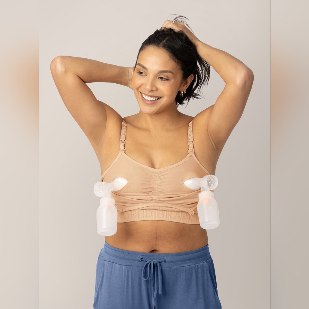 Kindred Bravely Sublime Hands-Free Pumping & Nursing Bra Nude Beige SMALL BUSTY